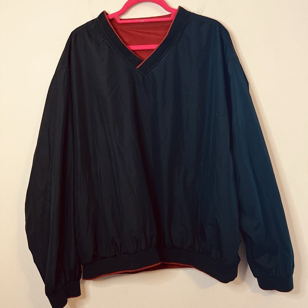 Wedge REVERSIBLE Windbreaker Golf Jacket Mens XL Black Red Pullover Gorpcore